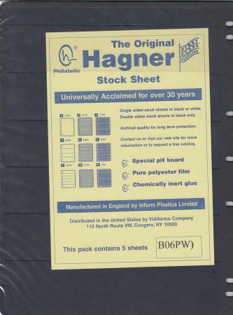 Hagner Stock Sheets -- Single Side, 6 Row -- Pack of 5 -- Black