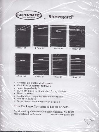 Showgard Supersafe Stock Sheets -- 8 Row