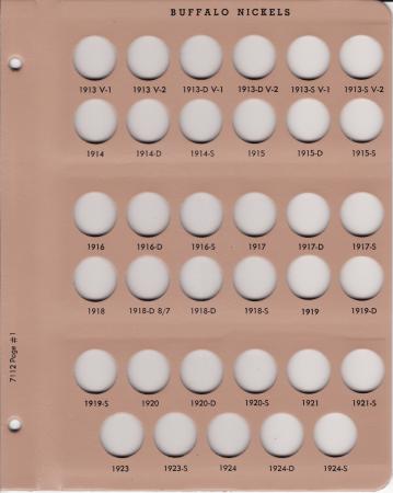 Dansco Replacement Page 7112-1: Buffalo Nickels (1913 to 1924-S)