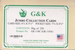 G&K Jumbo Dealer Cards (110A) -- 8 1/2 x 5 1/2 -- Manilla