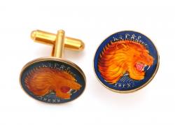 Hand Painted Ethiopia 1 Cent Lion Cuff Links