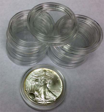 Details about   Coin Safe Capsules For American Silver Eagle $ ASE White Ring 10 Archival Holder 