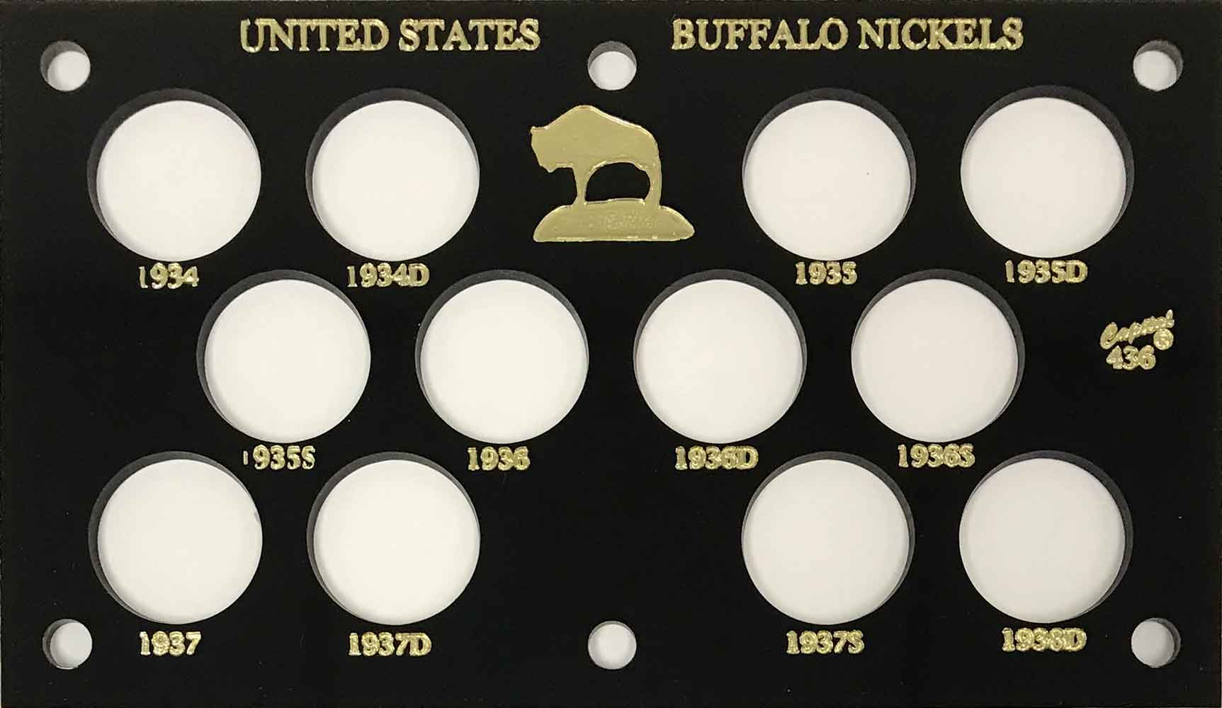 Capital Plastic Holder Case For Buffalo Nickels 12 Coins Set 1934-1938D White 