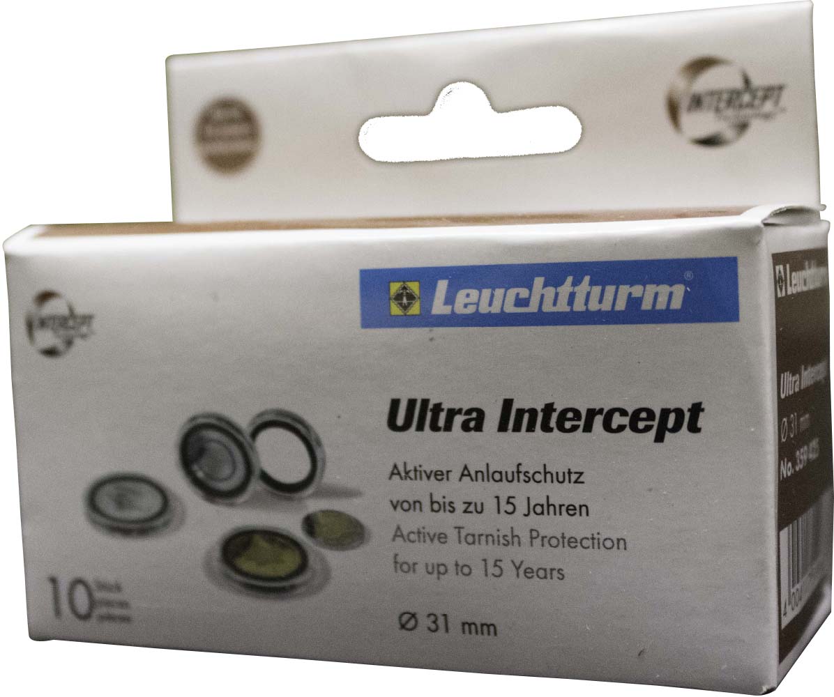 Pack of 10 Leuchtturm Ultra Coin Capsules Intercept 36 mm 