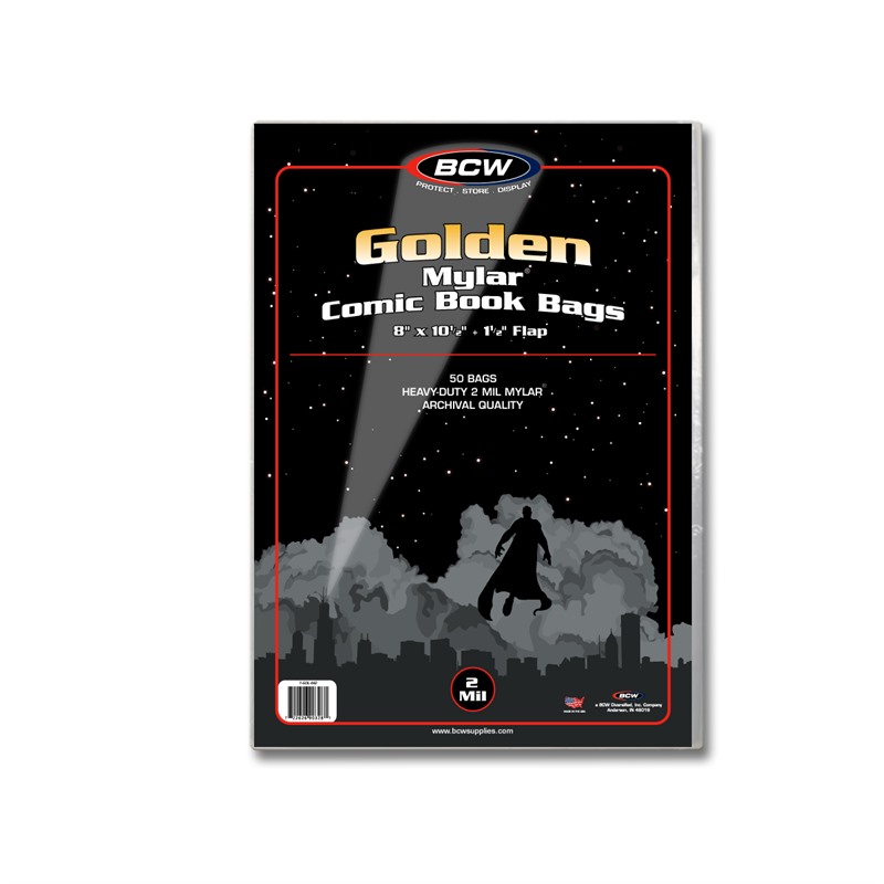 722626903281 BCW 1-GOL-M2 Golden Mylar Comic Book Bags (2 mil) -- Pack of 50