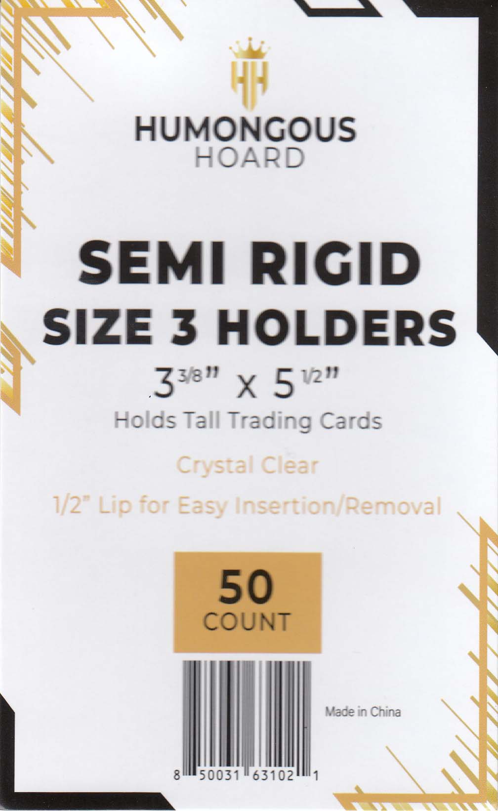 thumbnail image 2 of 50 Pack Humongous Hoard Semi-Rigid Card Holders | Size 6 Sportscaster Oversize 5.75x8 Clear 2 of 6