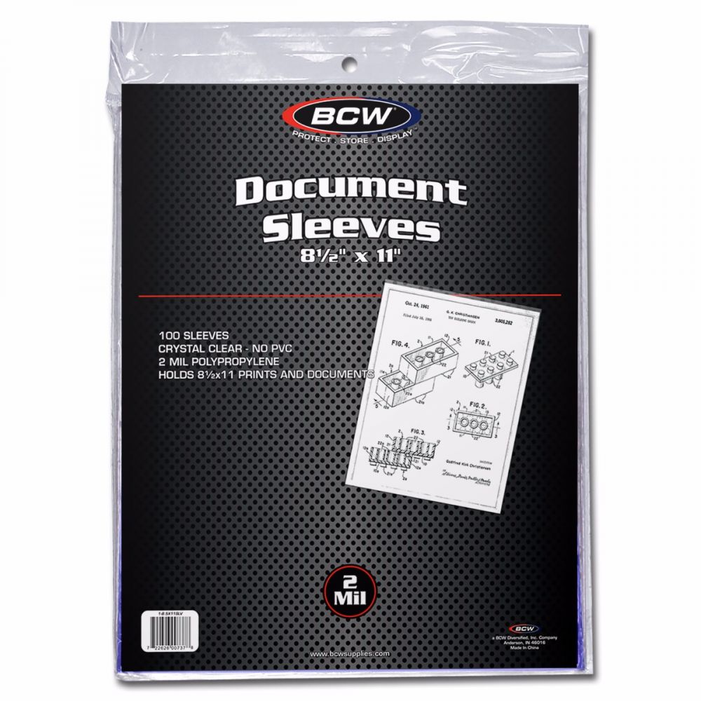 #CS44 5 Pack of 500 Sleeves BCW 8½X11 Document Sleeves Toploaders 