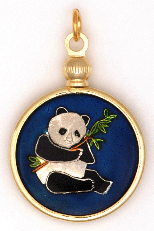 Coin Jewelry CHI102 Hand Painted China Dragon and Panda Pendant