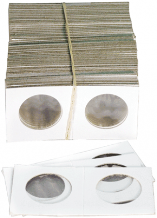 Small Dollar Coin Size 2x2 Mylar Cardboard Coin Flips Storage 100 