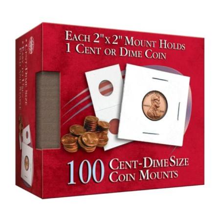 Cowens Cardboard 2" x 2" Coin Flips -- Cent/Dime (100 Count Retail Box)