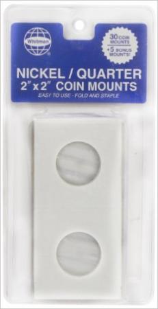 Whitman 2x2 Coin Mounts -- Retail Pack of 30 -- Nickel/Quarter Size