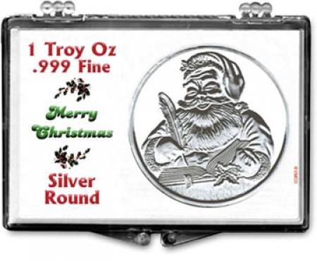 Edgar Marcus Snaplock Holder -- Christmas -- Merry Christmas -- Silver Round