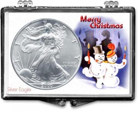 Edgar Marcus Snaplock Holder -- Christmas -- Snowmen -- Silver Eagle