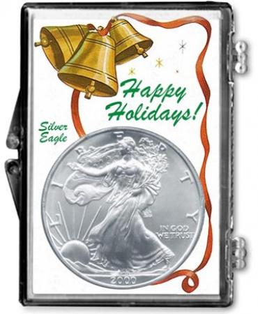 Edgar Marcus Snaplock Holder -- Happy Holidays -- Silver Eagle