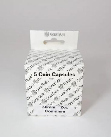Coin Safe Capsule - 2 oz Silver Round - 50.6mm - 5 Pack