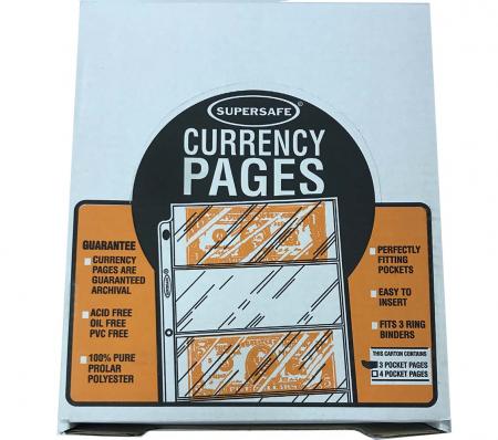 Supersafe Archival Pages -- 3 Pocket (Large Currency)