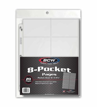 BCW Vinyl Pages -- 8 Pocket -- Pack of 20