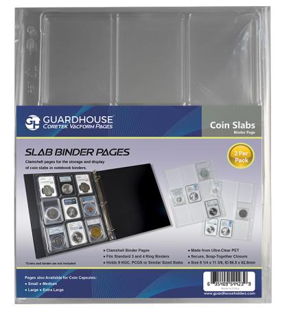 Guardhouse Certified Coin Slab Album Pages - 9 Slabs