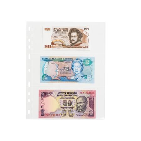 Lighthouse Optima Easy Polypropylene Pages -- 3 Pockets (Banknotes) -- Pack of 50