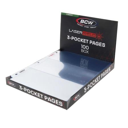 BCW LaserWeld 3-Pocket Large Currency Page -- Singles / Box of 100