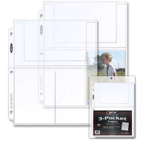 BCW Polypropylene Pages -- 3 4x6 Pockets -- Pack of 20