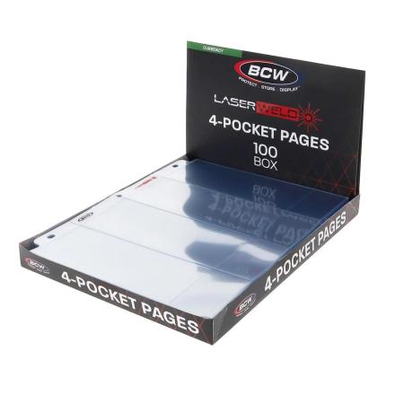 BCW LaserWeld 4-Pocket Modern Currency Page -- Singles / Box of 100