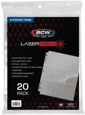 BCW LaserWeld 9-Pocket Trading Card Page -- Pack of 20
