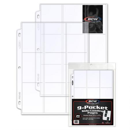 BCW Polypropylene Pages -- 9 Side Load Trading Card Pockets -- Pack of 20