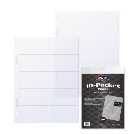 BCW Polypropylene Pages -- 10 Pocket Business Card -- Pack of 20