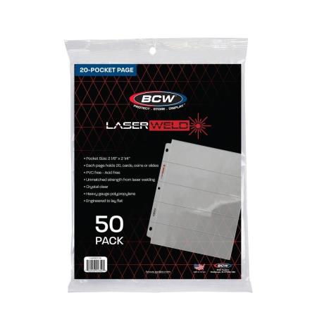 BCW LaserWeld 20-Pocket 2x2 Coin Holder Page -- Pack of 50