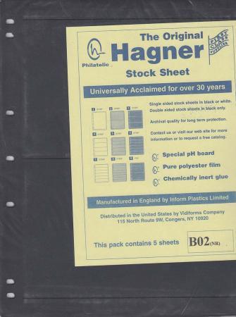 Hagner Stock Sheets -- Single Side, 2 Row -- Pack of 5