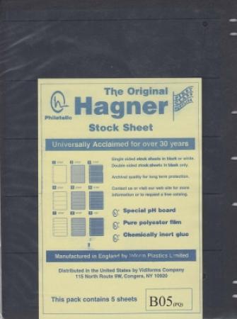 Hagner Stock Sheets -- Single Side, 5 Row -- Pack of 5
