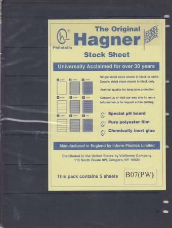 Hagner Stock Sheets -- Single Side, 7 Row -- Pack of 5 -- Black