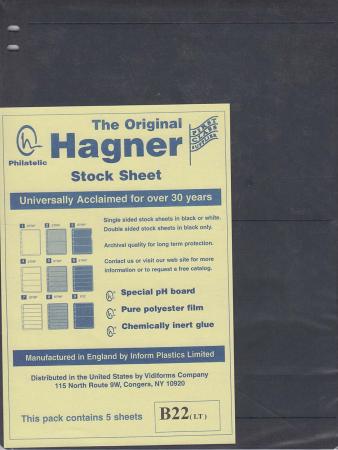 Hagner Stock Sheets -- Double Sided, 2 Row -- Pack of 5 -- Black