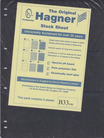 Hagner Stock Sheets -- Double Sided, 3 Row -- Pack of 5 -- Black