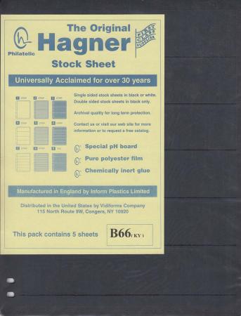 Hagner Stock Sheets -- Double Sided, 6 Row -- Pack of 5 -- Black