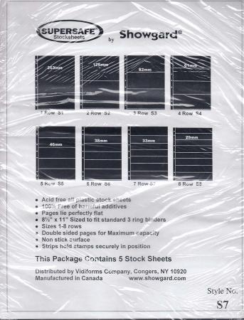 Showgard Supersafe Stock Sheets -- 7 Row