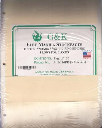 G&K Elbe Manila Stock Sheets -- 4 Rows for Blocks