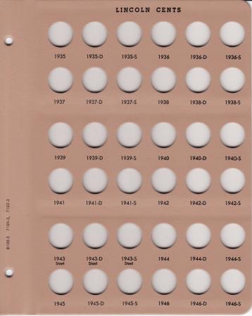Dansco Replacement Page 7100-3/7103-3/8100-3: Lincoln Wheat Cents (1935 to 1946-S)