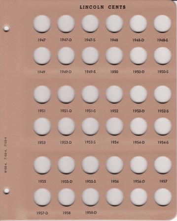 Dansco Replacement Page 7100-4/7103-4/8100-4: Lincoln Wheat Cents (1947 to 1958-D)