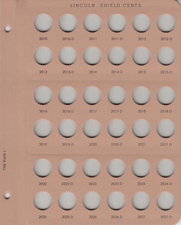 Dansco Replacement Page 7104-1: Lincoln Shield Cents (2010-P to 2027-D)