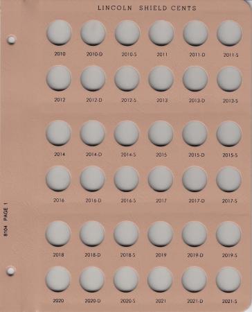 Dansco Replacement Page 8104-1: Lincoln Shield Cents w/ Proof (2010-P to 2021-S)