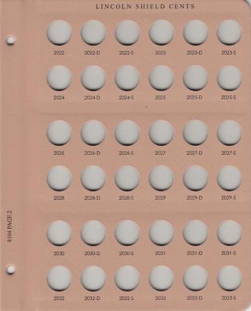 Dansco Replacement Page 8104-2: Lincoln Shield Cents w/ Proof (2022-P to 2033-S)