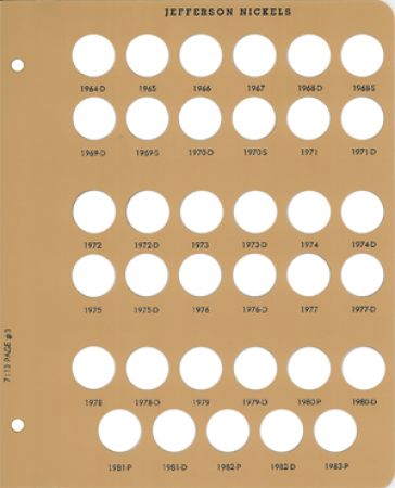 Dansco Replacement Page 7113-3: Jefferson Nickels (1964-D to 1983-P)