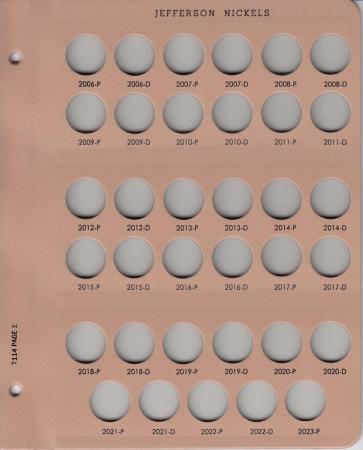 Dansco Replacement Page 7114-1: Jefferson Nickels (2006-P to 2023-P)