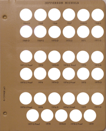 Dansco Replacement Page 8113-3: Jefferson Nickels w/ Proof (1964-D to 1979)