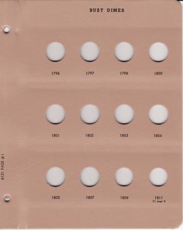 Dansco Replacement Page 6121-1: Bust Dime (1796 to 1811)