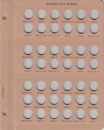 Dansco Replacement Page 8125-7: Roosevelt Dimes w/ Proof (2023-S to 2034-P)