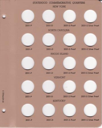 Dansco Replacement Page 8143-3: Statehood Quarters w/ Proof (2001)
