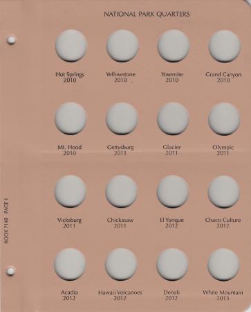 Dansco Replacement Page 7148-1: National Parks Quarters Date Set (2010-2013)